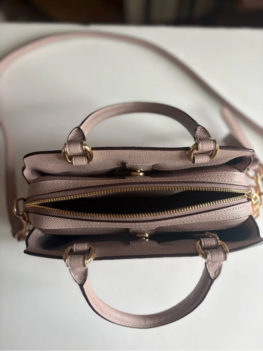 Coach Pebbled Leather Satchel in Mauve
